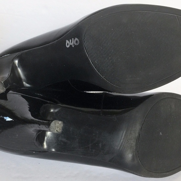Guess Black Patent Leather Peep Toe Heels Shoes 10 - Picture 8 of 8